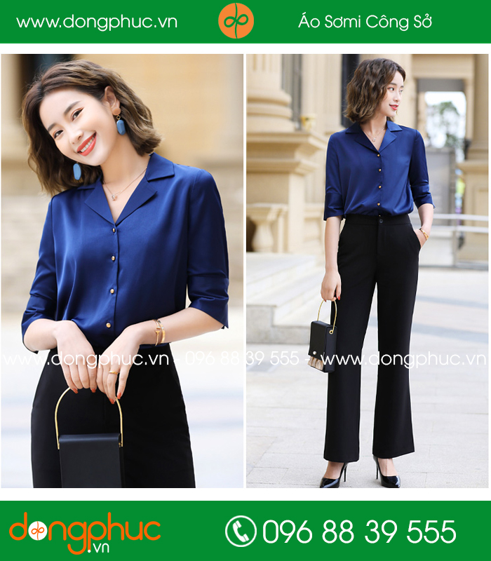 Đồng phục áo sơ mi màu xanh đen